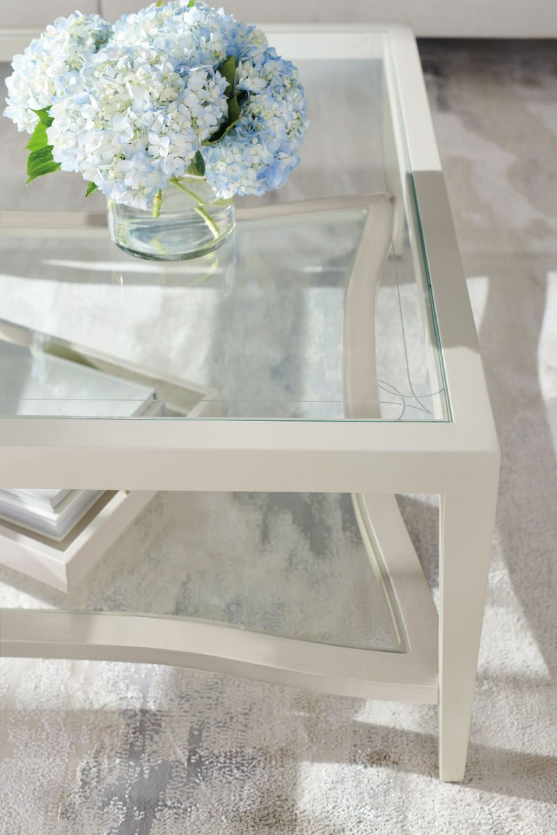 Table basse en verre et en bois taupe | Caracole Charming | Meubleluxe.fr