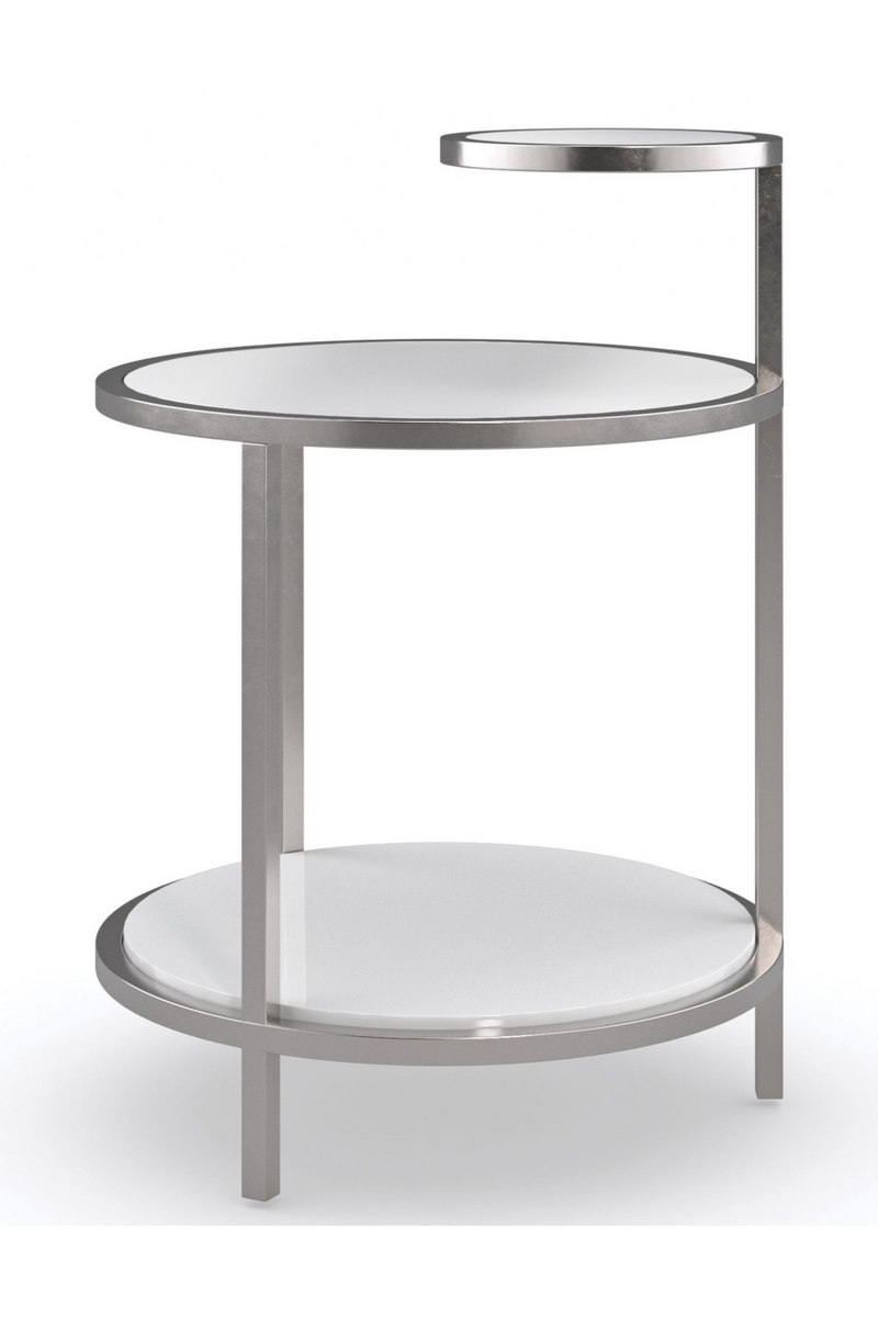 Table d'appoint nickelée en verre | Caracole Over Sight | Meubleluxe.fr