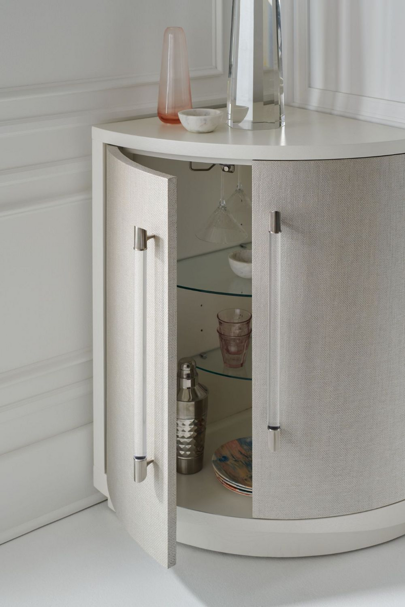 Meuble de rangement en bois taupe et blanc | Caracole Corner View | Meubleluxe.fr