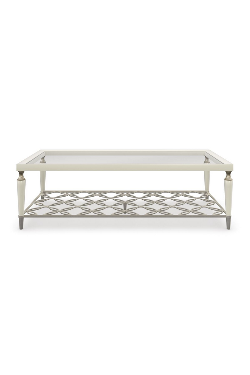 Table basse rectangulaire en verre crème | Caracole Charming | Meubleluxe.fr