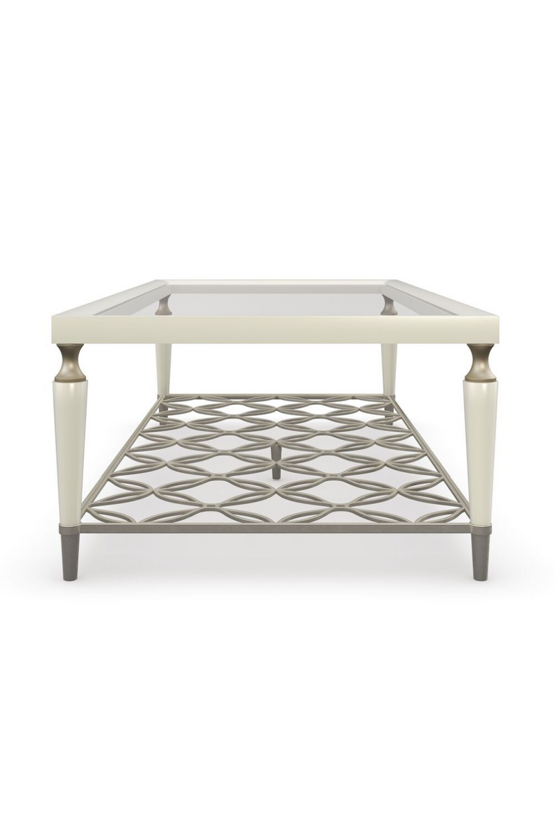 Table basse rectangulaire en verre crème | Caracole Charming | Meubleluxe.fr