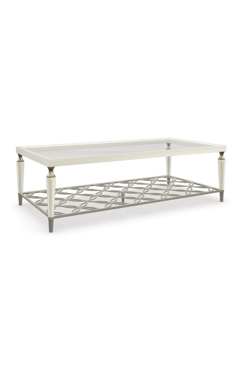 Table basse rectangulaire en verre crème | Caracole Charming | Meubleluxe.fr