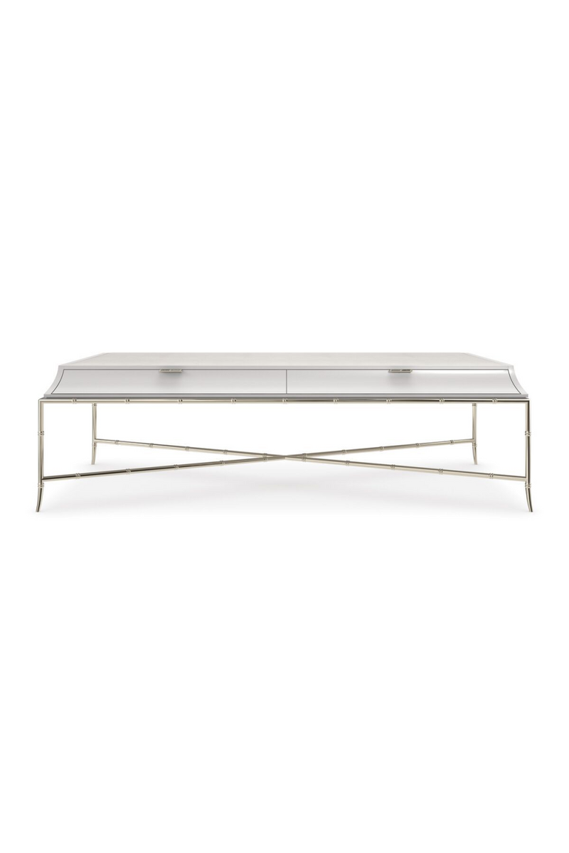 Table basse rectangulaire en galuchat crème | Caracole Tea Time | Meubleluxe.fr