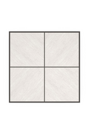 Table basse carrée en bronze et travertin | Caracole Cartesian | Meubleluxe.fr