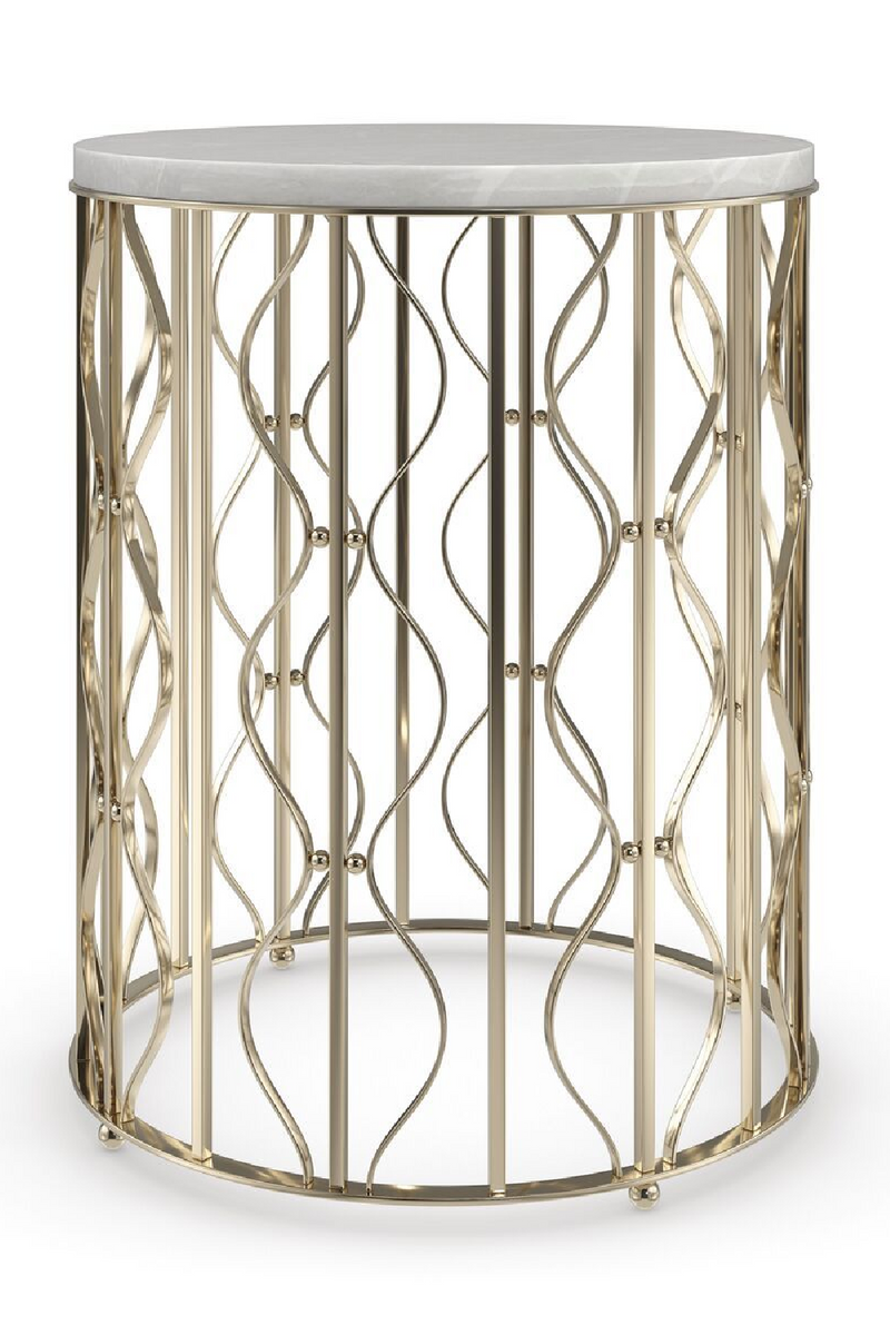 Table d'appoint en marbre blanc et métal doré | Caracole Style Spotter | OROA.fr