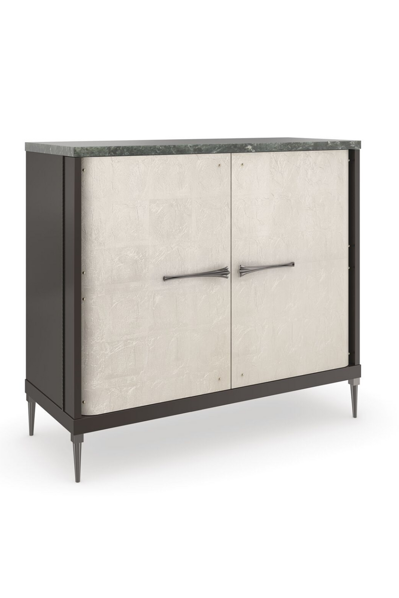 Buffet en bois chocolat et marbre vert foncé | Caracole Empire | Meubleluxe.fr