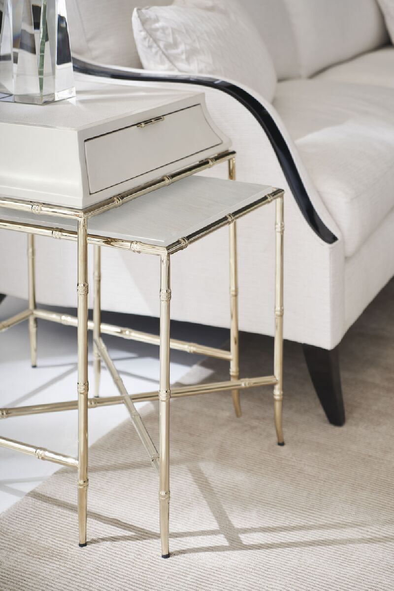 Table d'appoint gigogne en bois blanc | Caracole Ceylon S | Meubleluxe.fr