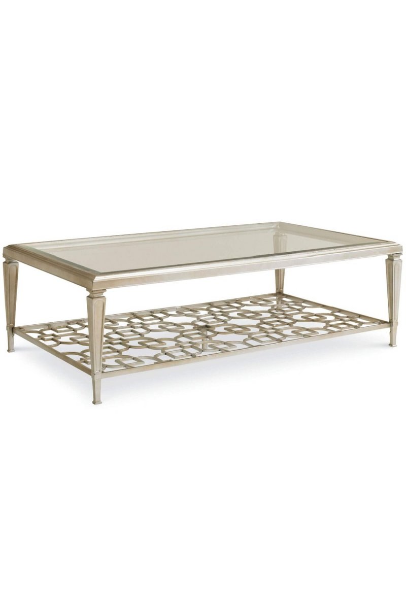 Table basse rectangulaire en métal taupe | Caracole Socialite | Meubleluxe.fr