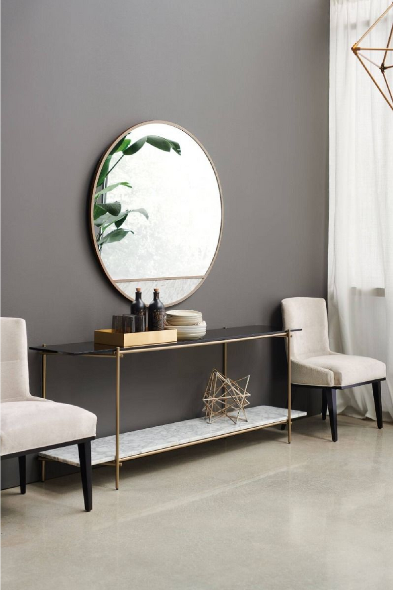 Miroir circulaire en laiton et marbre blanc | Caracole Edge | Meubleluxe.fr