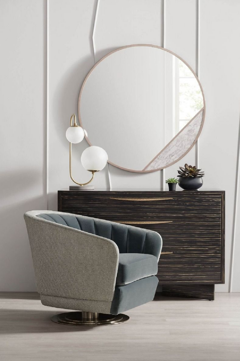 Miroir circulaire en laiton et marbre blanc | Caracole Edge | Meubleluxe.fr