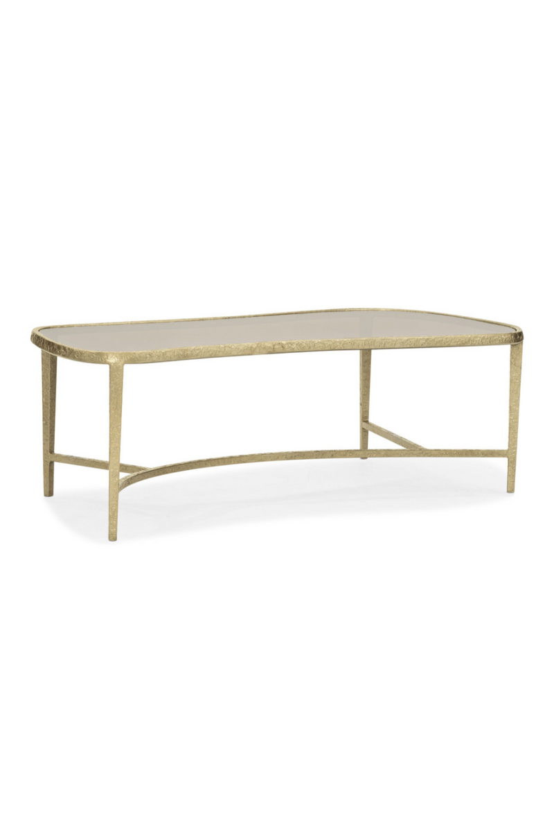 Table basse en laiton et verre teinté marron | Caracole Contour  | Meubleluxe.fr