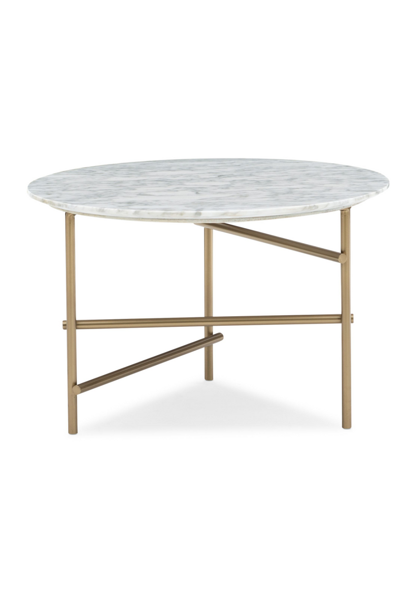 Table basse en laiton et marbre blanc | Caracole Concentric | Meubleluxe.fr