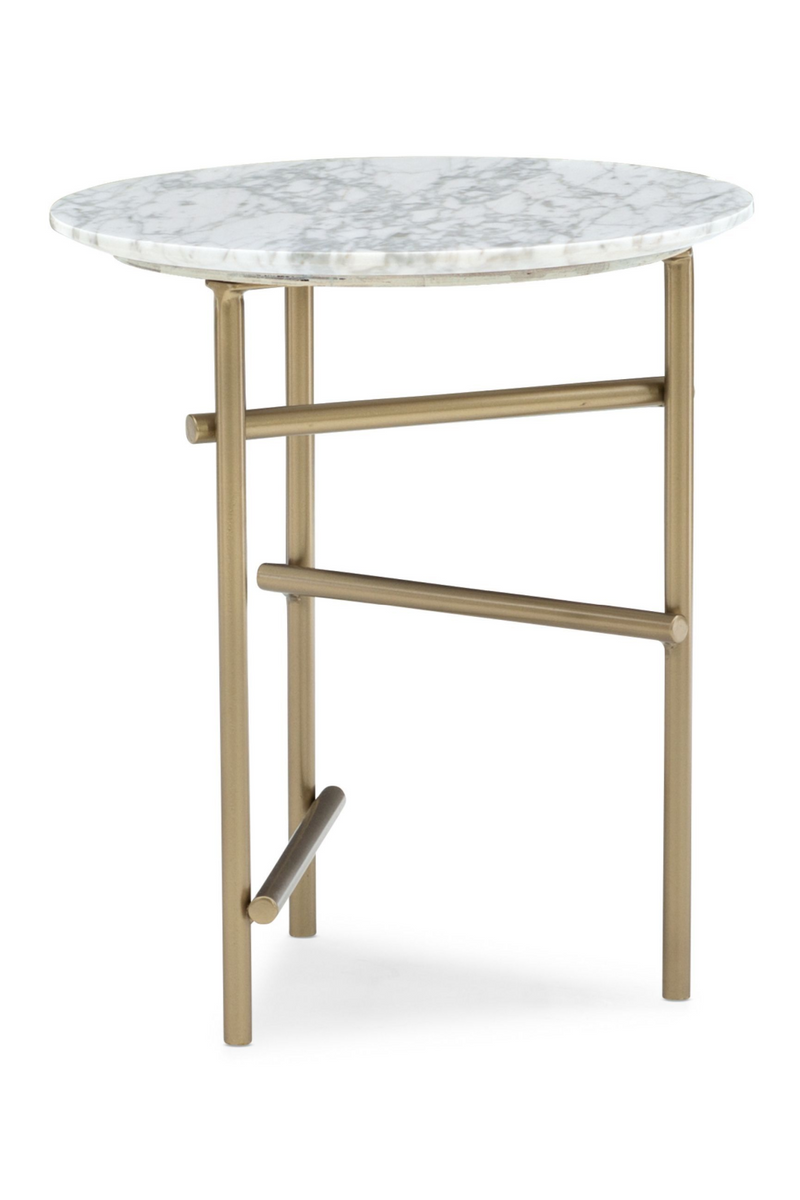 Table d'appoint en laiton et marbre blanc | Caracole Concentric | Meubleluxe.fr