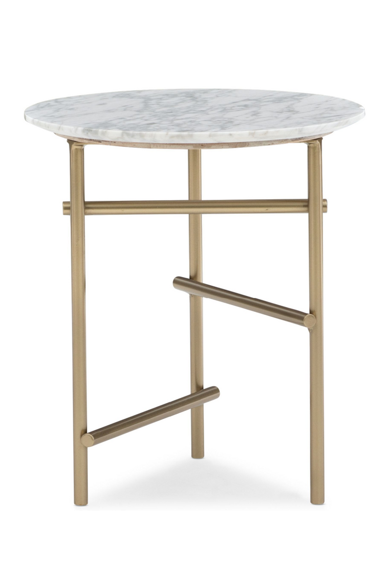 Table d'appoint en laiton et marbre blanc | Caracole Concentric | Meubleluxe.fr