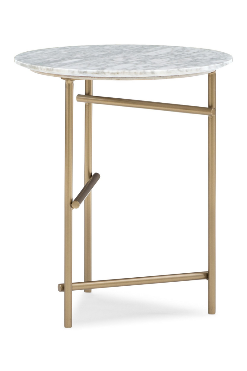 Table d'appoint en laiton et marbre blanc | Caracole Concentric | Meubleluxe.fr