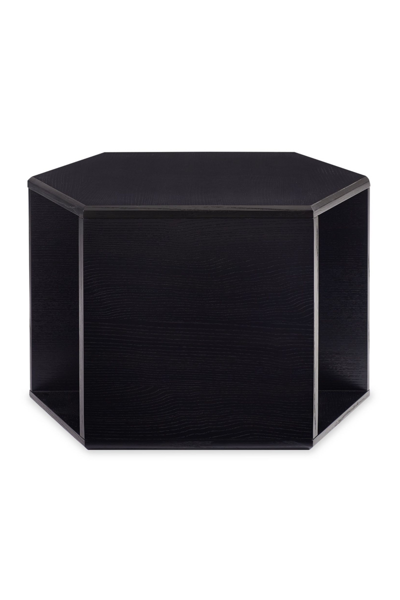 Table basse en bois de frêne noir | Caracole ReMix Hexagon | Meubleluxe.fr