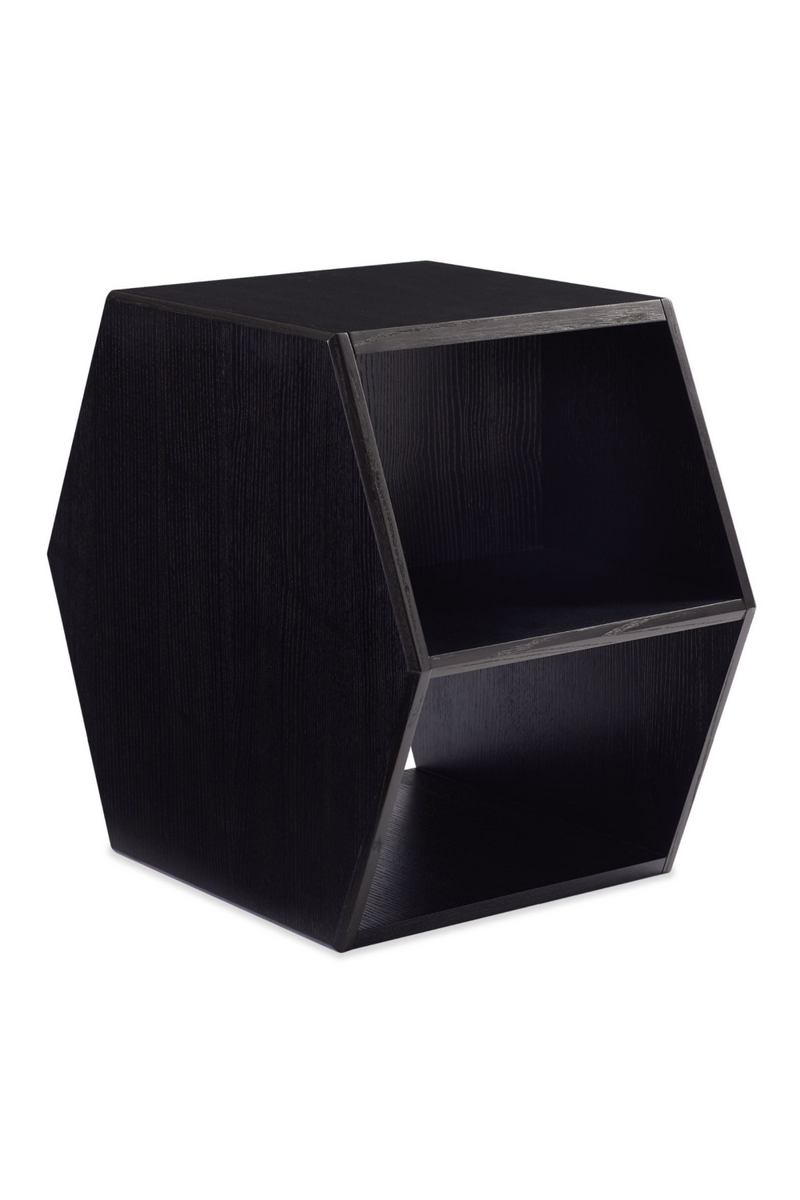 Table basse en bois de frêne noir | Caracole ReMix Hexagon | Meubleluxe.fr