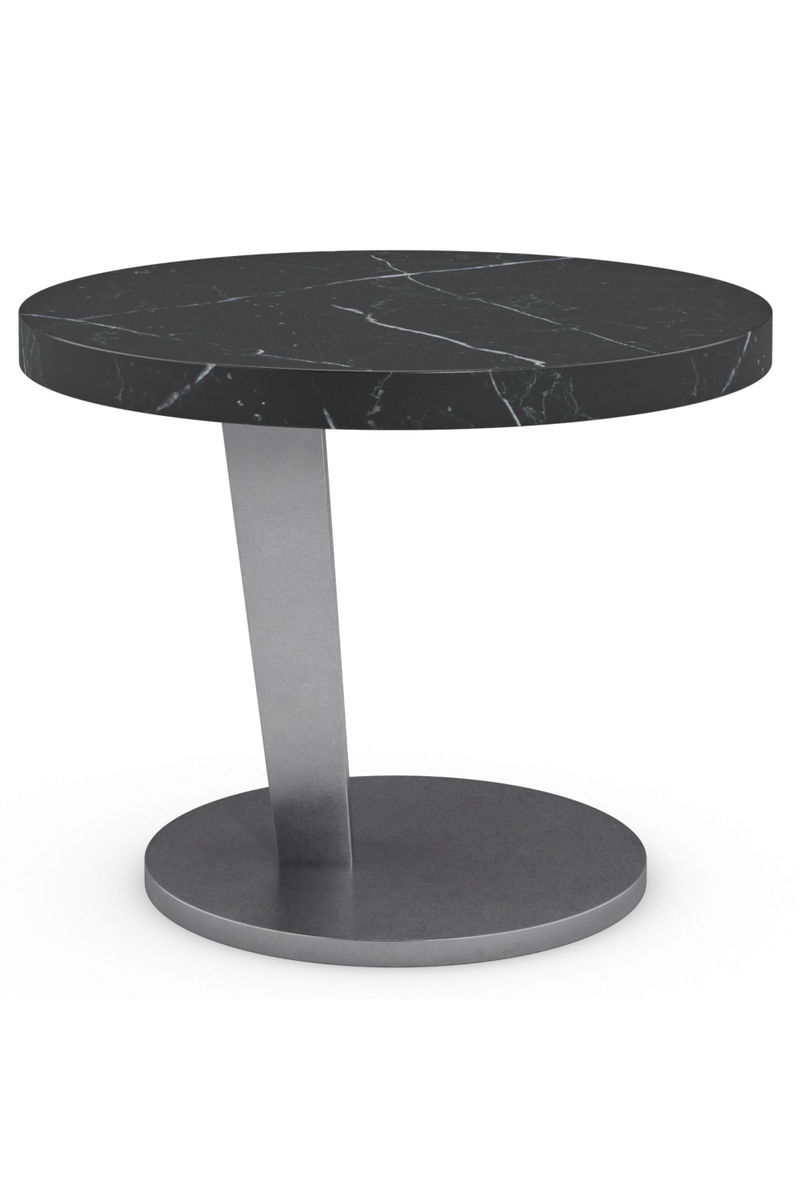 Table d'appoint nickelée en marbre noir | Caracole La Moda S | Meubleluxe.fr