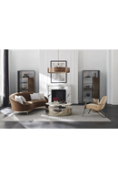 Table basse en métal doré et pierre crème | Caracole Turn | Meubleluxe.fr