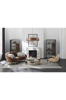 Table basse en métal doré et pierre crème | Caracole Turn | Meubleluxe.fr