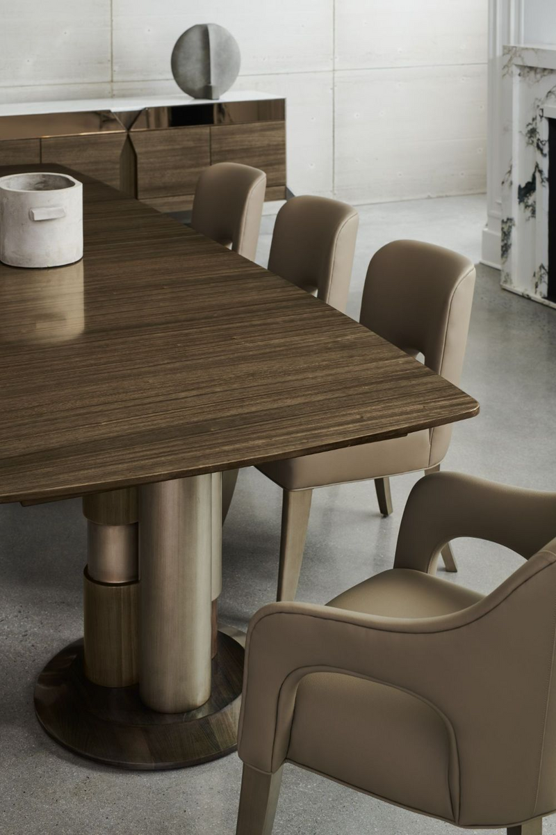 Table de salle à manger extensible nickelée en bois | Caracole La Moda | Meubleluxe.fr