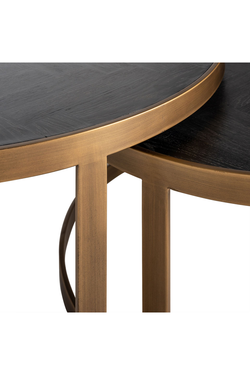 Table basse gigogne en chêne et laiton | Richmond Blackbone | Meubleluxe.fr