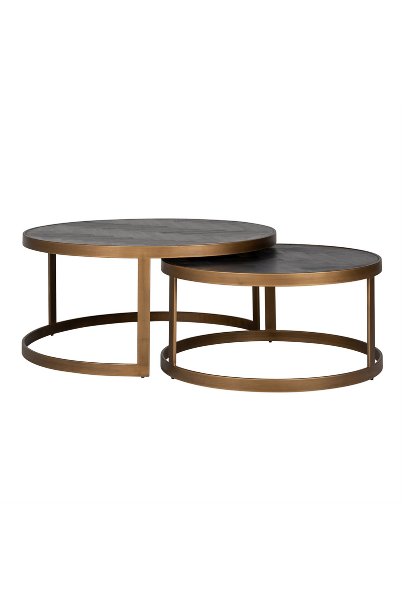 Table basse gigogne en chêne et laiton | Richmond Blackbone | Meubleluxe.fr