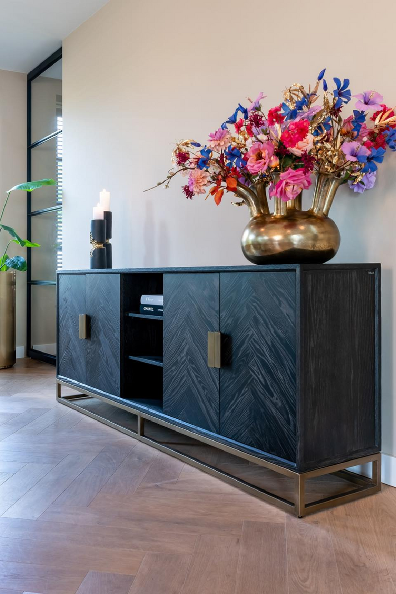 Buffet 4 portes en chêne et laiton | Richmond Blackbone | Meuble Luxe