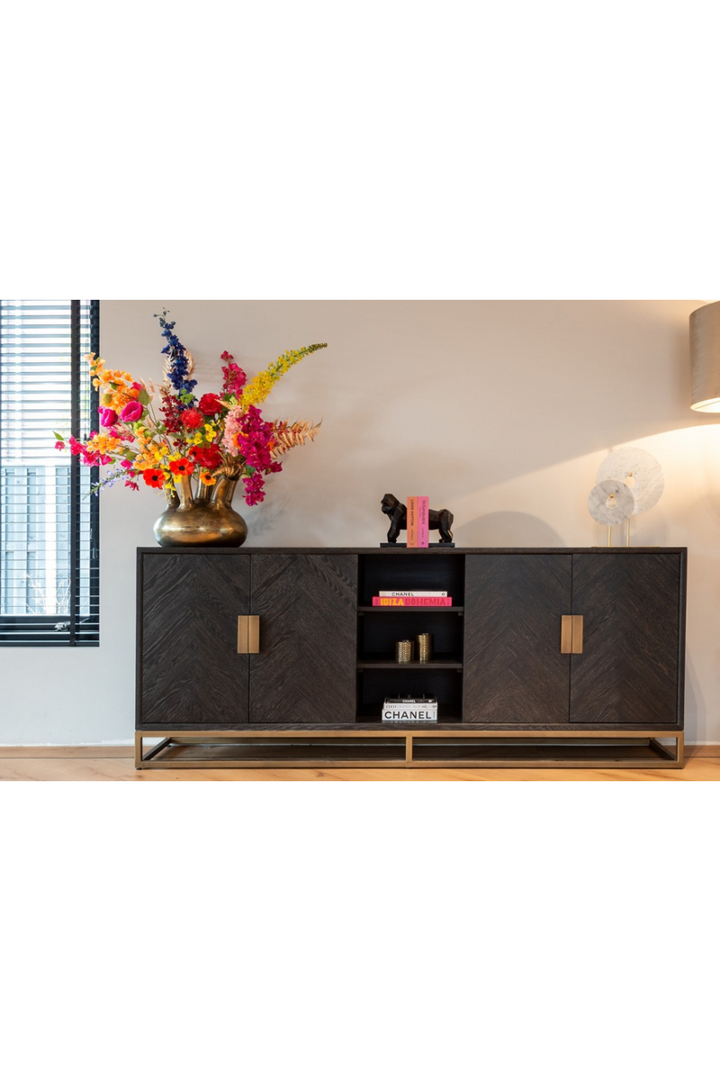 Buffet 4 portes en chêne et laiton | Richmond Blackbone | Meuble Luxe