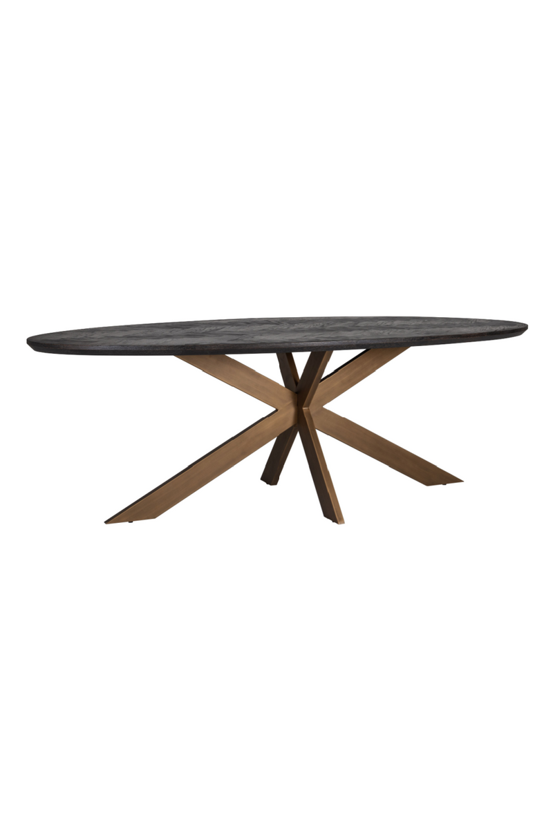 Table de salle à manger ovale en chêne et laiton 230 cm | Richmond Blackbone | Meubleluxe.fr