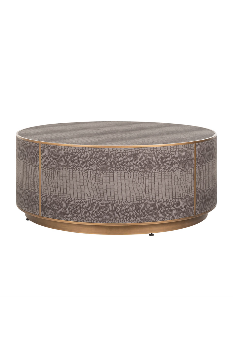 Table basse ronde en galuchat marron | Richmond Classio | Meubleluxe.fr