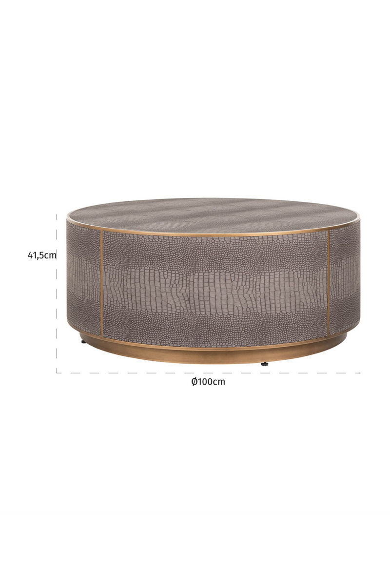 Table basse ronde en galuchat marron | Richmond Classio | Meubleluxe.fr