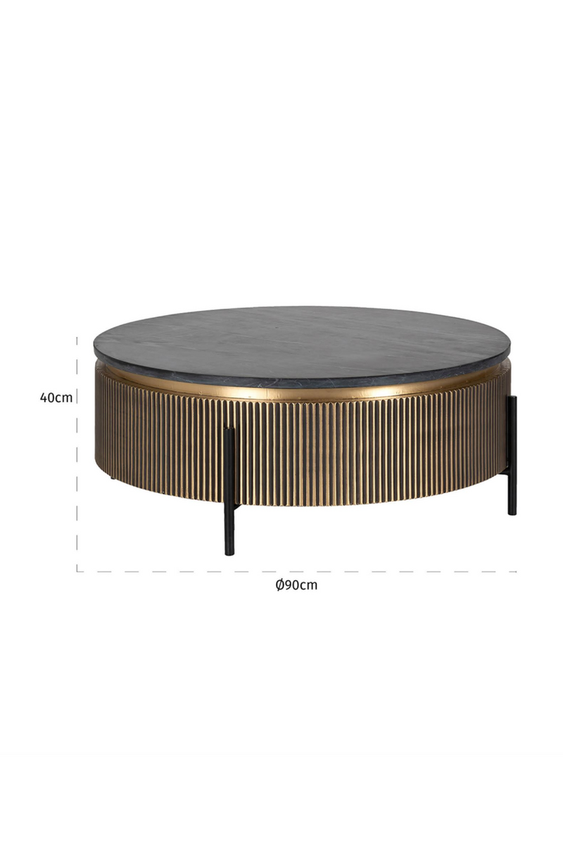 Table basse en marbre et en métal doré | Richmond Ironville | Meubleluxe.fr