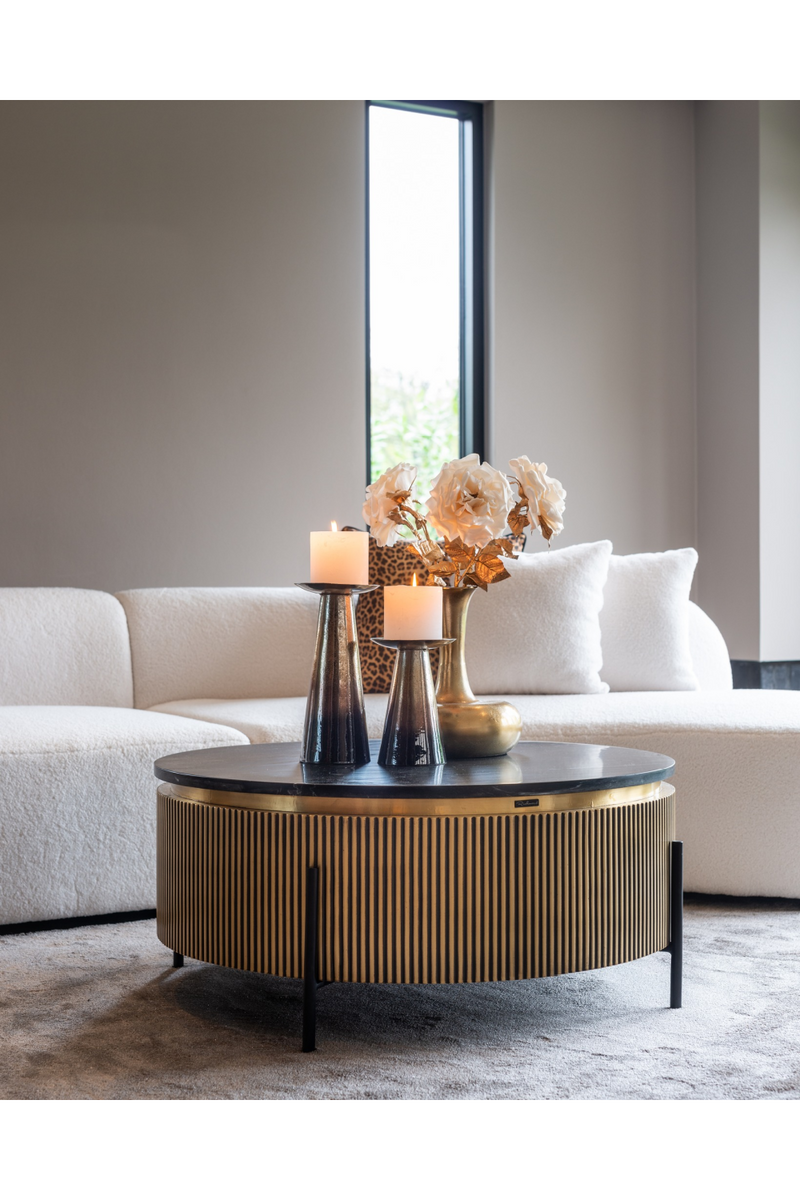 Table basse en marbre et en métal doré | Richmond Ironville | Meubleluxe.fr