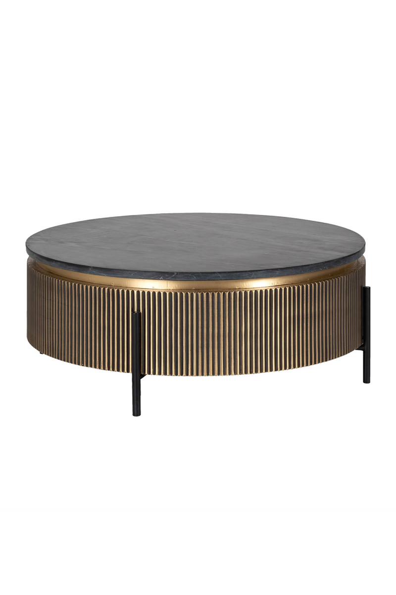 Table basse en marbre et en métal doré | Richmond Ironville | Meubleluxe.fr