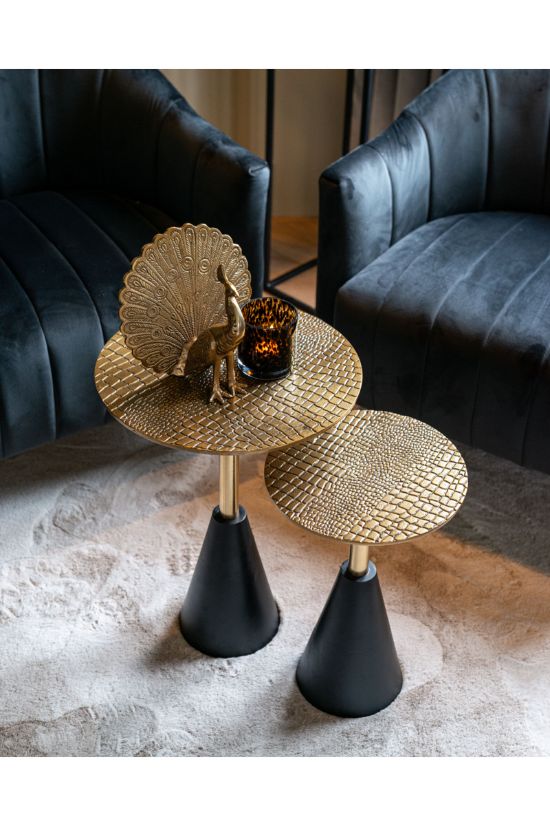 Table d'appoint à piédestal en aluminium Golden S | Richmond Cobra | Meubleluxe.fr