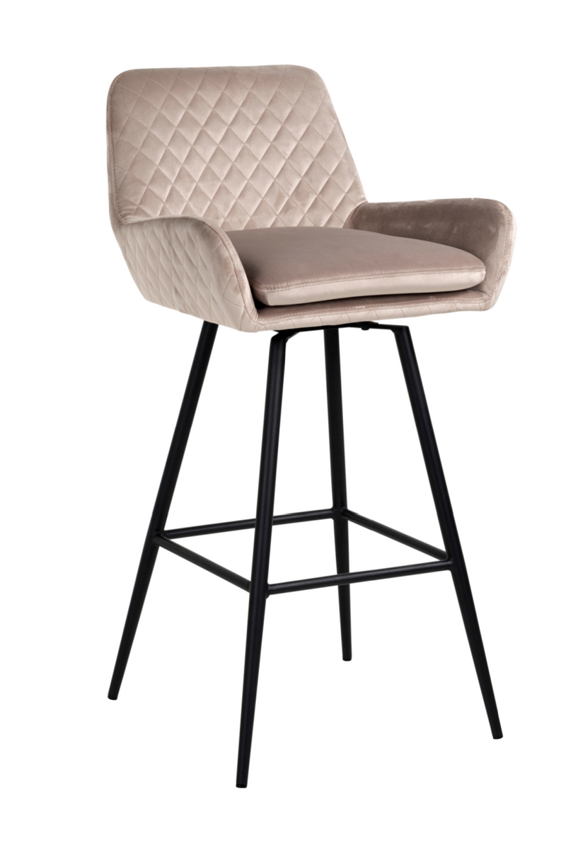 Tabouret de bar rotatif en velours kaki | Richmond Linsey | Meubleluxe.fr