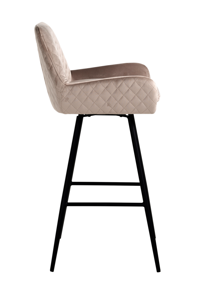 Tabouret de bar rotatif en velours kaki | Richmond Linsey | Meubleluxe.fr