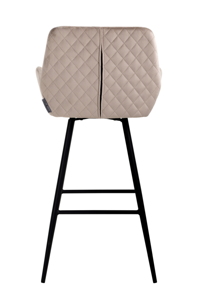 Tabouret de bar rotatif en velours kaki | Richmond Linsey | Meubleluxe.fr