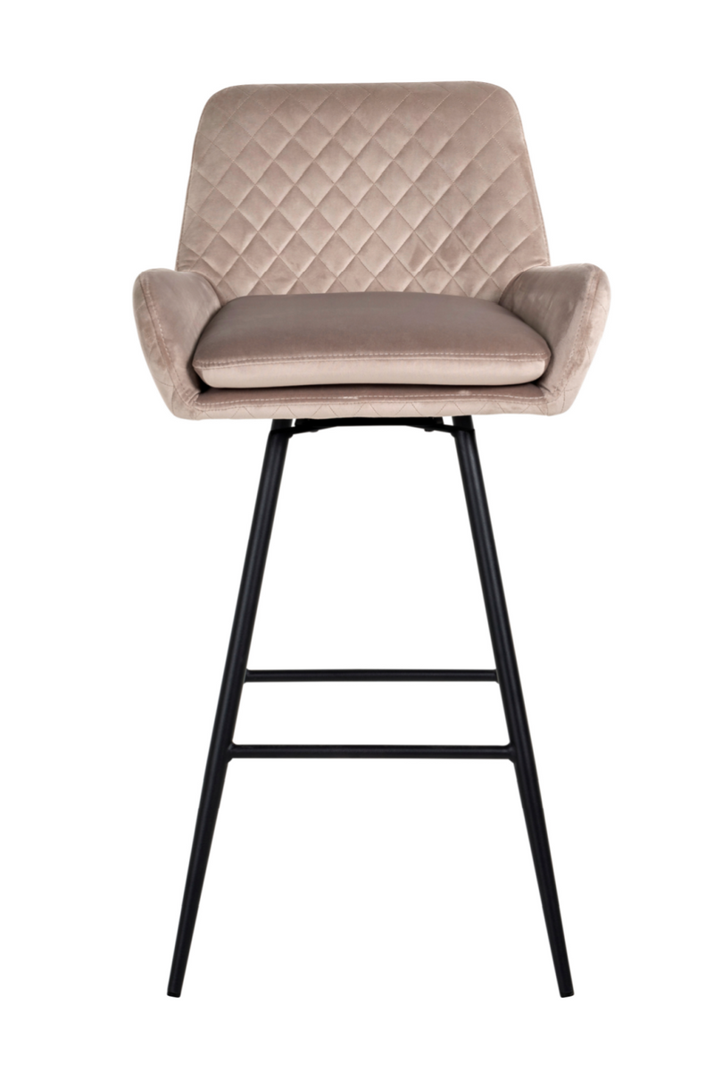 Tabouret de bar rotatif en velours kaki | Richmond Linsey | Meubleluxe.fr