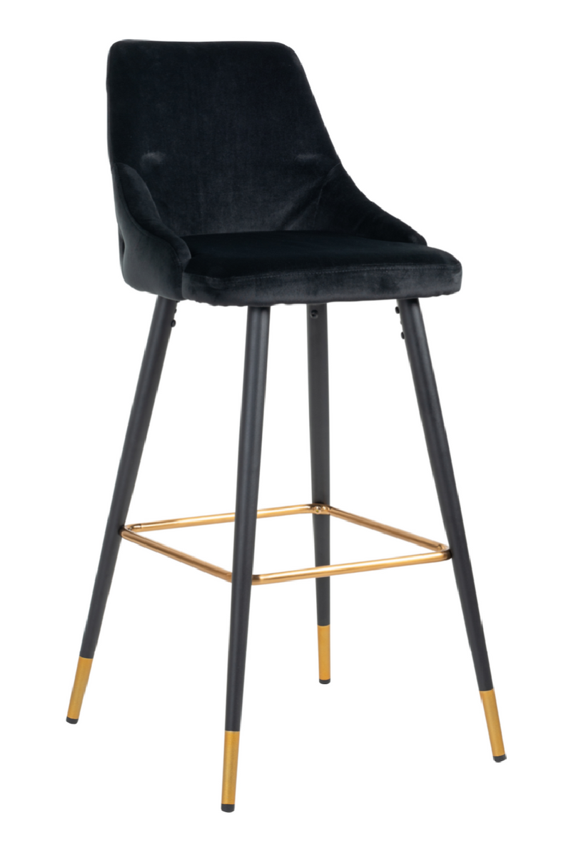 Tabouret de bar d'appoint noir velours or | Richmond Imani | Meubleluxe.fr