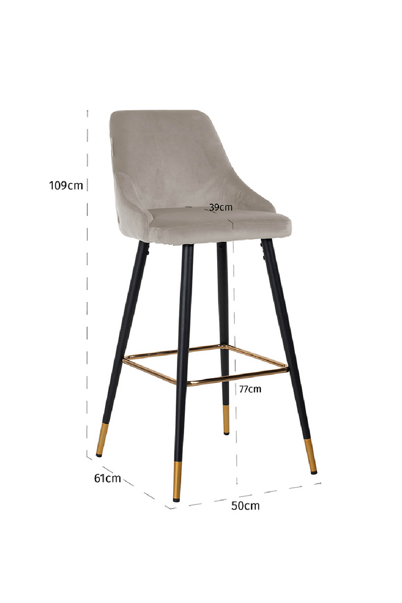 Tabouret de bar d'appoint or en velours kaki | Richmond Imani | Meubleluxe.fr