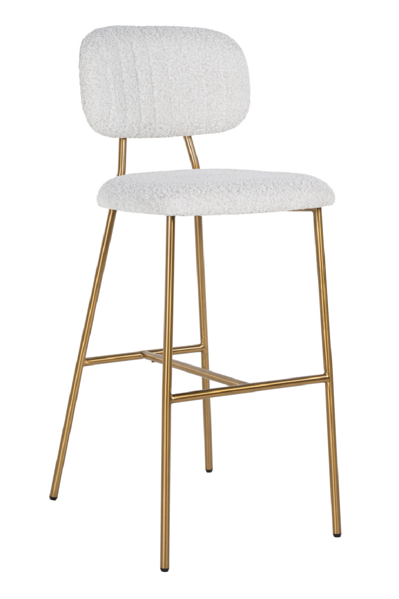 Tabouret de bar encadré d'or Bouclé blanc | Richmond Xenia | Meubleluxe.fr