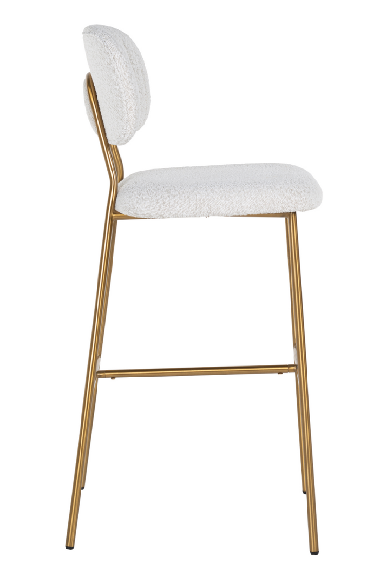 Tabouret de bar encadré d'or Bouclé blanc | Richmond Xenia | Meubleluxe.fr