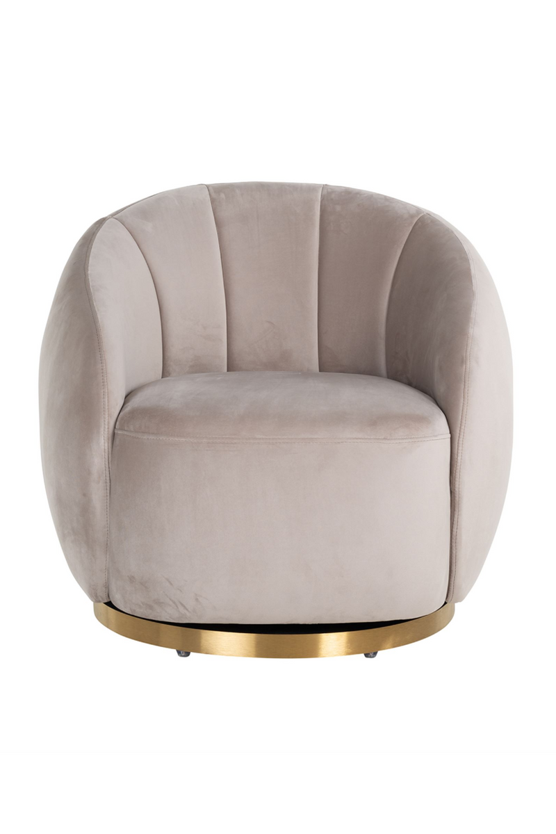 Fauteuil incurvé en velours taupe | Richmond Jago | Meubleluxe.fr