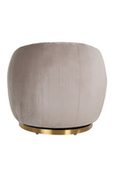 Fauteuil incurvé en velours taupe | Richmond Jago | Meubleluxe.fr