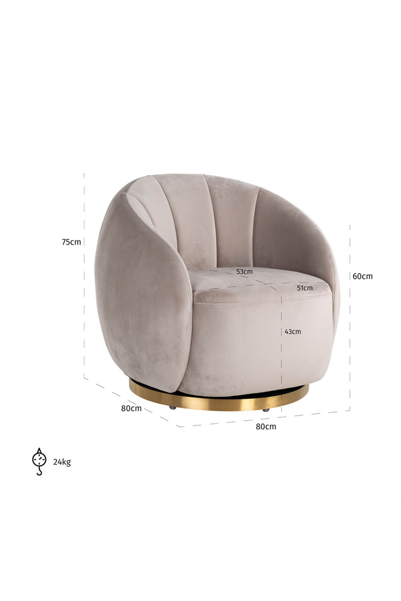 Fauteuil incurvé en velours taupe | Richmond Jago | Meubleluxe.fr