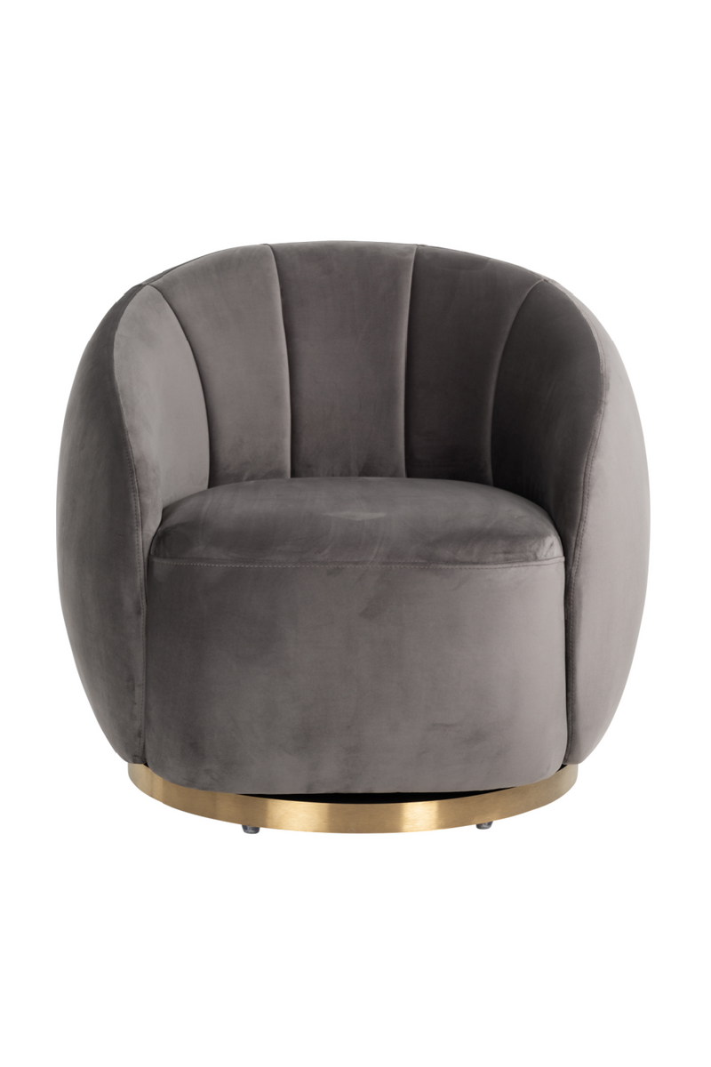 Fauteuil incurvé en velours taupe | Richmond Jago | Meubleluxe.fr