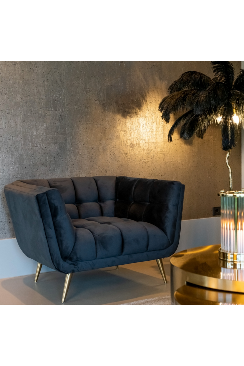 Fauteuil en velours noir | Richmond Huxley | Meubleluxe.fr