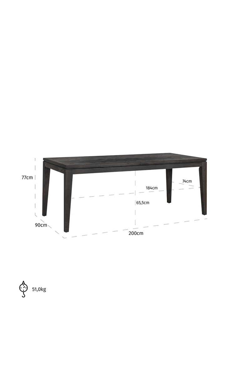 Table à manger rectangulaire en chêne 200cm | Richmond Blackbone | Meubleluxe.fr